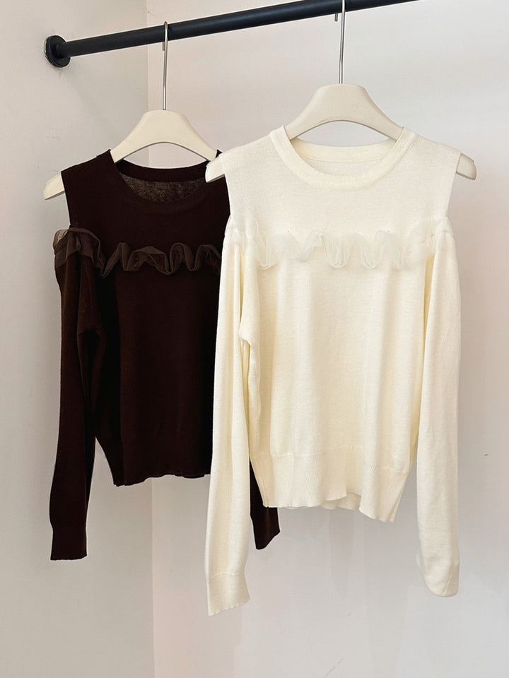 【tops】オープンショルダーニットトップス Q9061