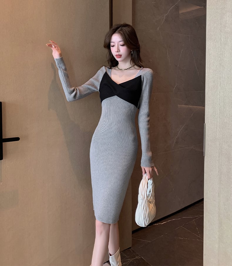 【dress】人気上昇中 chicファッションニットワンピース　M17606