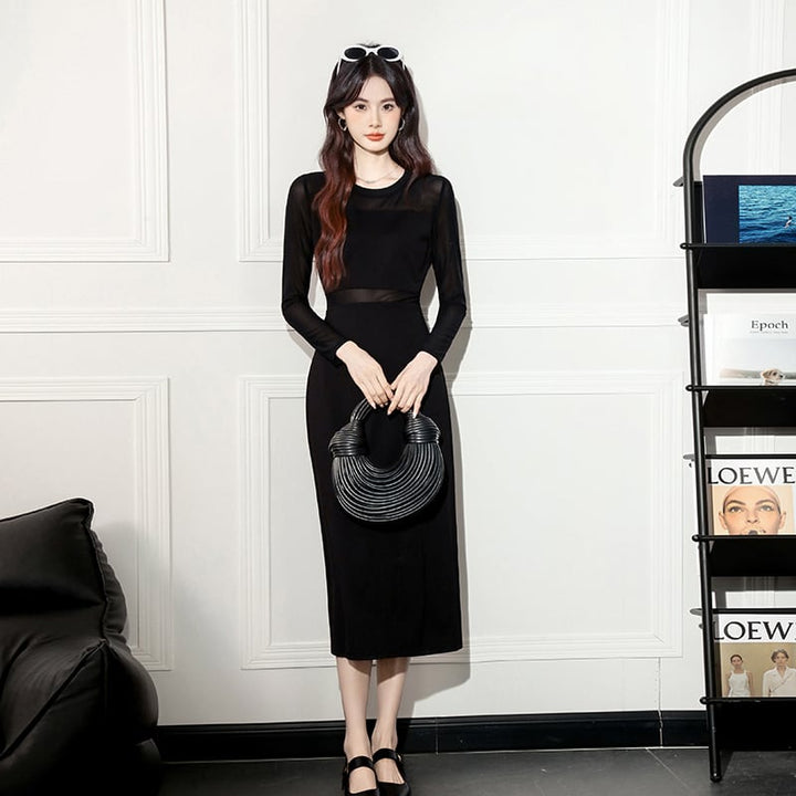 【dress】チュールドッキングワンピース Q7041