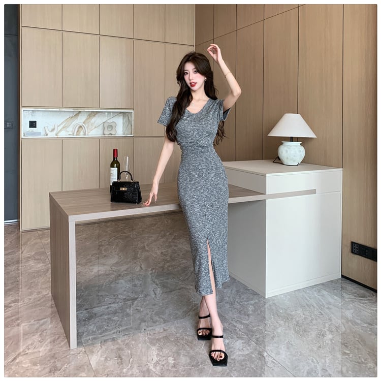 【dress】人気を独占中 ファッションスリットワンピース　M16889