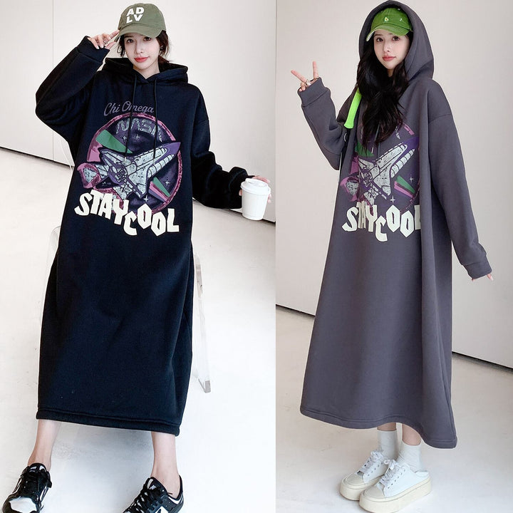 【dress】裹起毛パーカーワンピース　M18579
