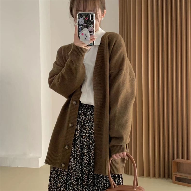 【dress】Vネックニットカーディガンベルト付き　M17795