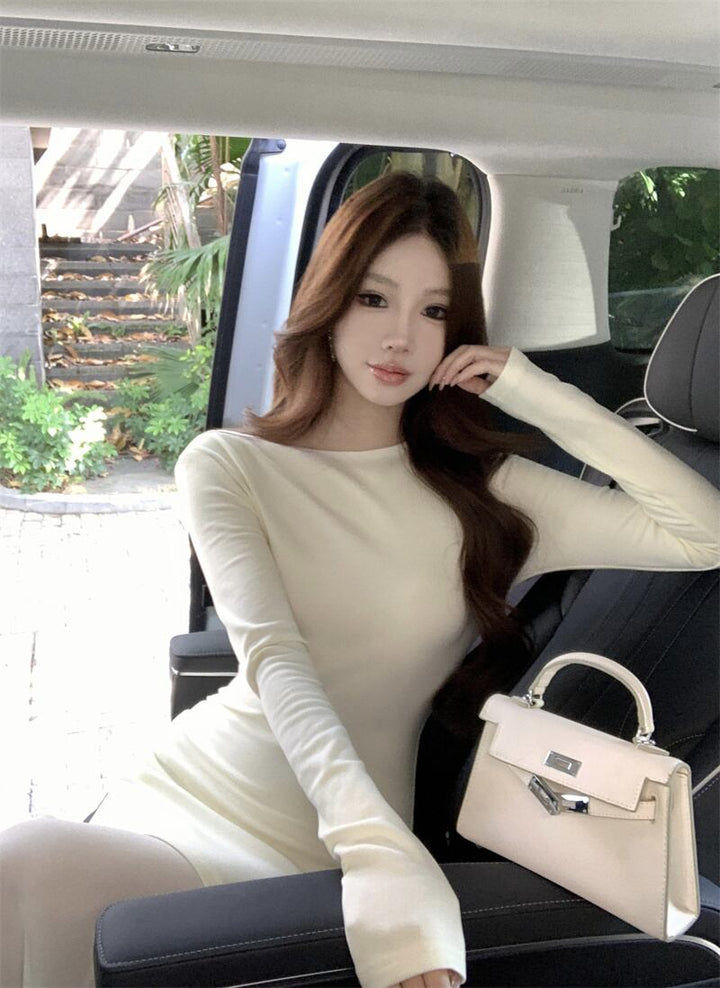 【dress】チュールコンビボートネックマーメイドワンピース　M29764