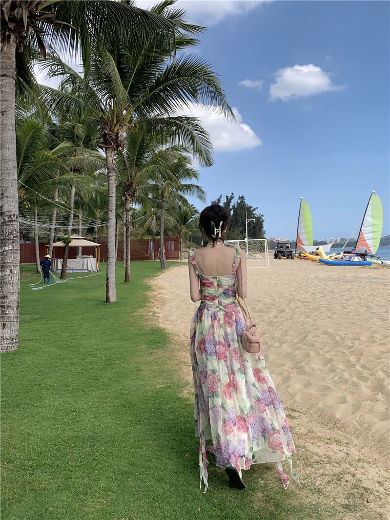 【dress】優しい雰囲気スウィート花柄キャミワンピース　M17457