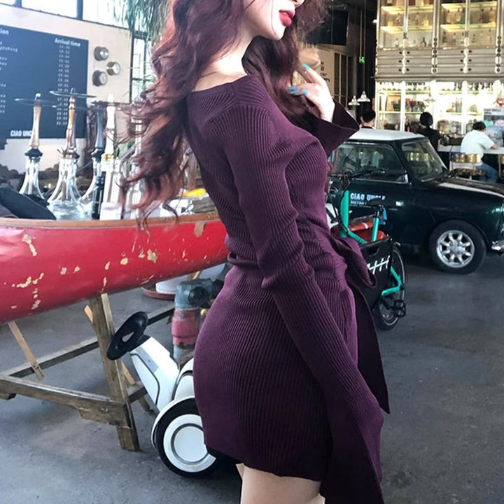 【dress】オフショルダーニットワンピース　M27055