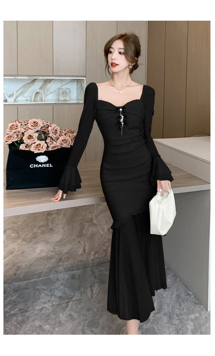 【dress】スリットマーメイドワンピース　M18366