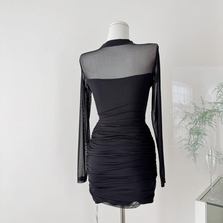 【dress】透け感チュールワンピース Q7675
