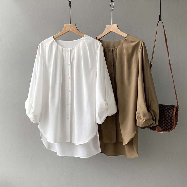 【tops】ランタンスリーブシャツブラウス　M29742