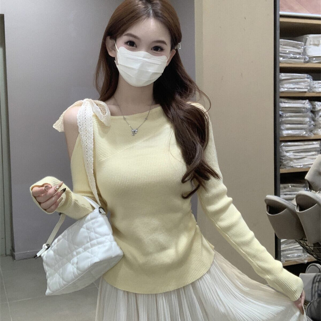 【tops】オフショルダーニットトップス　M27365