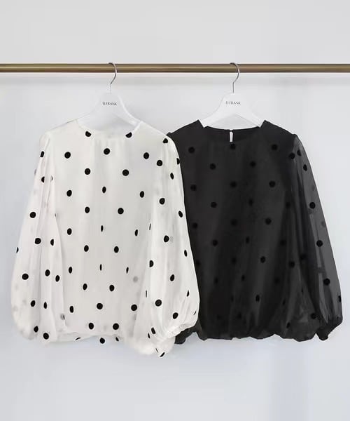 【tops】ドット柄切り替えトップス　M26990