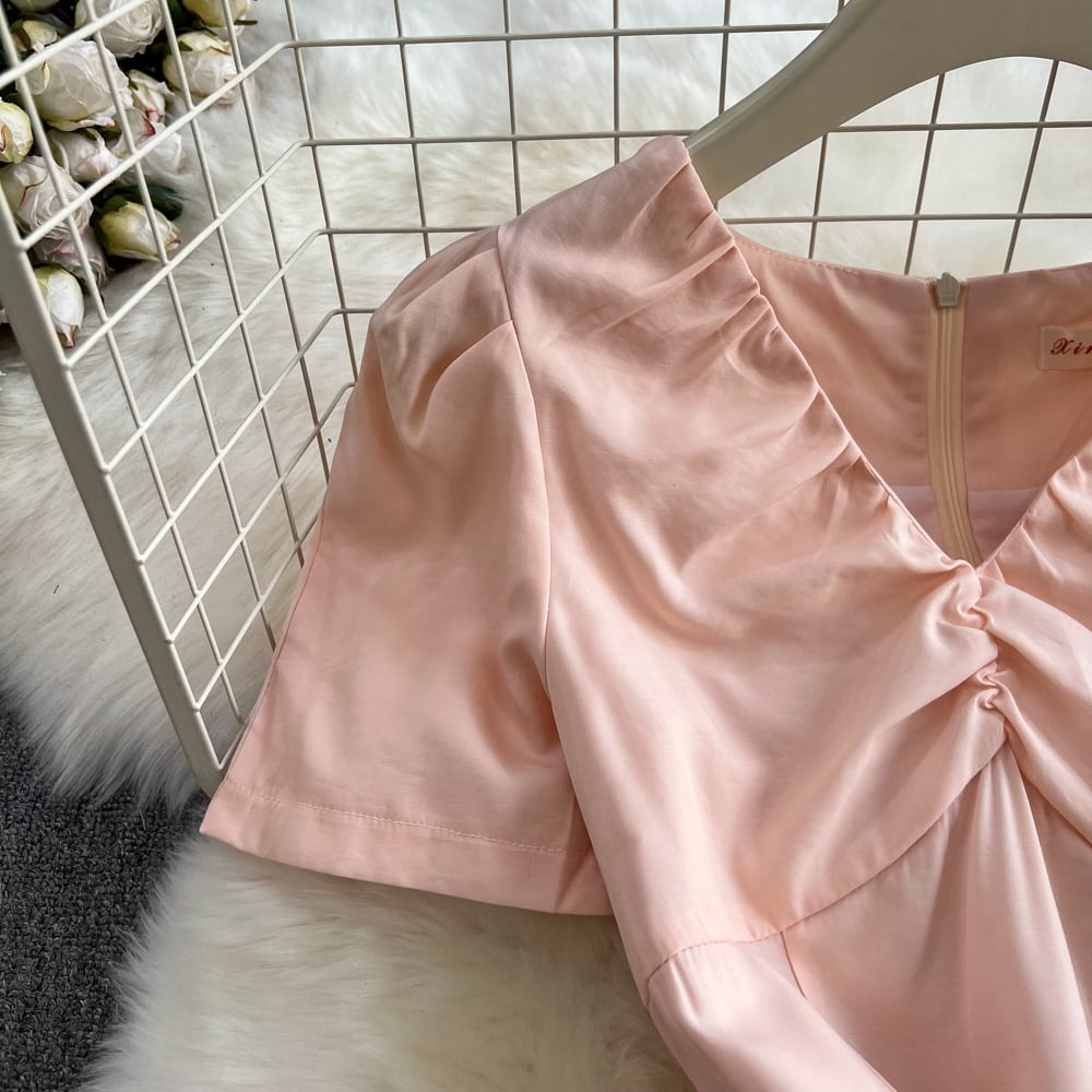 【dress】存在感 スウィートVネックデートワンピース　M17149