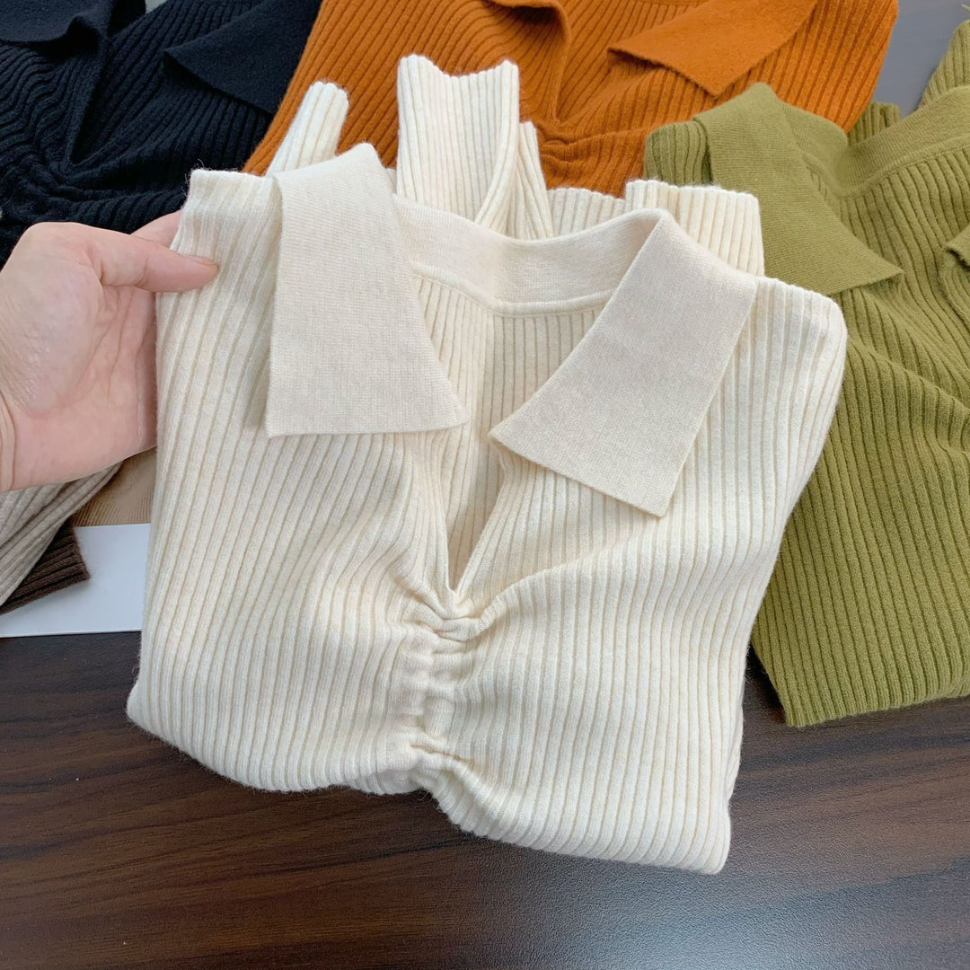 【tops】無地ニットトップス　M26480
