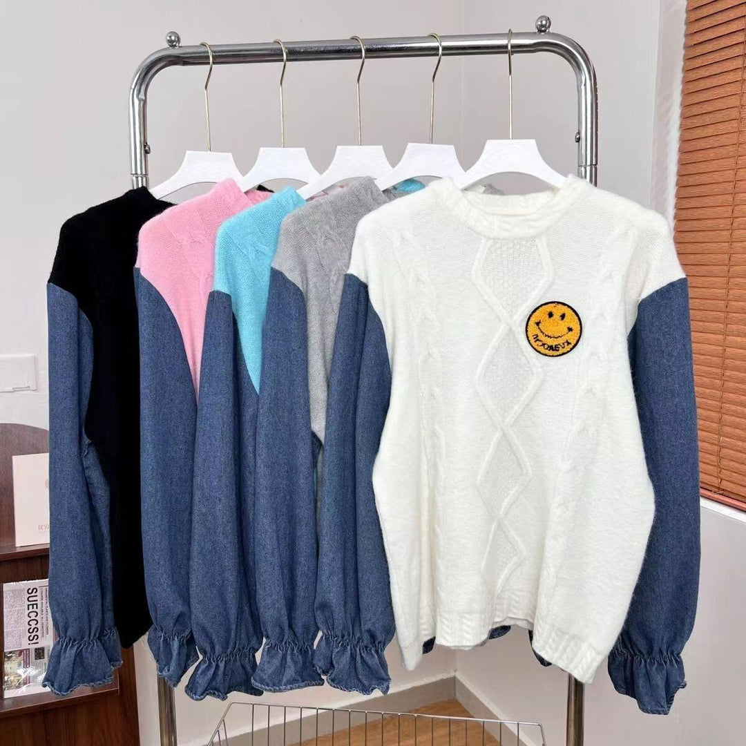 【tops】ドッキングニットセーター　M18457