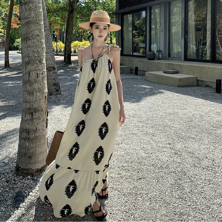 【dress】お洒落旅行レディースプリントワンピース　M16989