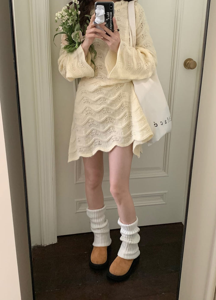 【dress】カットワークニットワンピース　M25591
