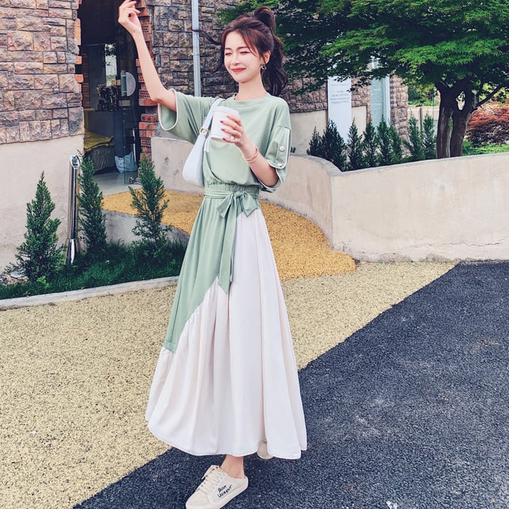 【dress】人気上昇中ファッション切り替えTシャツワンピース　M16990