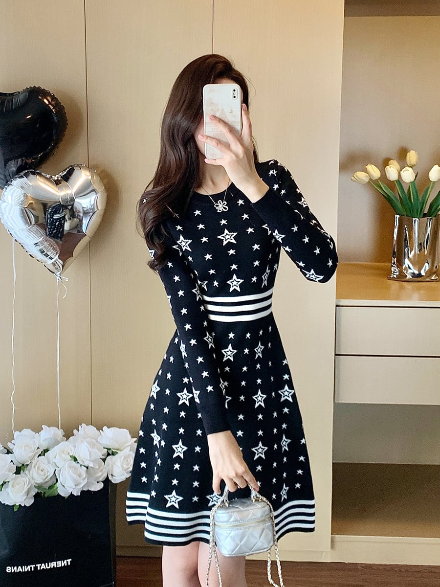 【dress】ジャカードニットワンピース　M28361