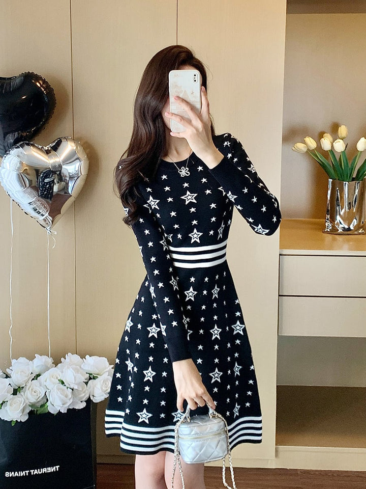 【dress】ジャカードニットワンピース　M28361