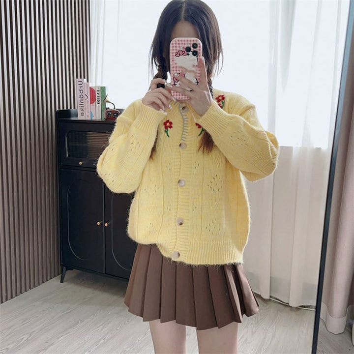 【outer】刺繍ニットカーデ　M25781