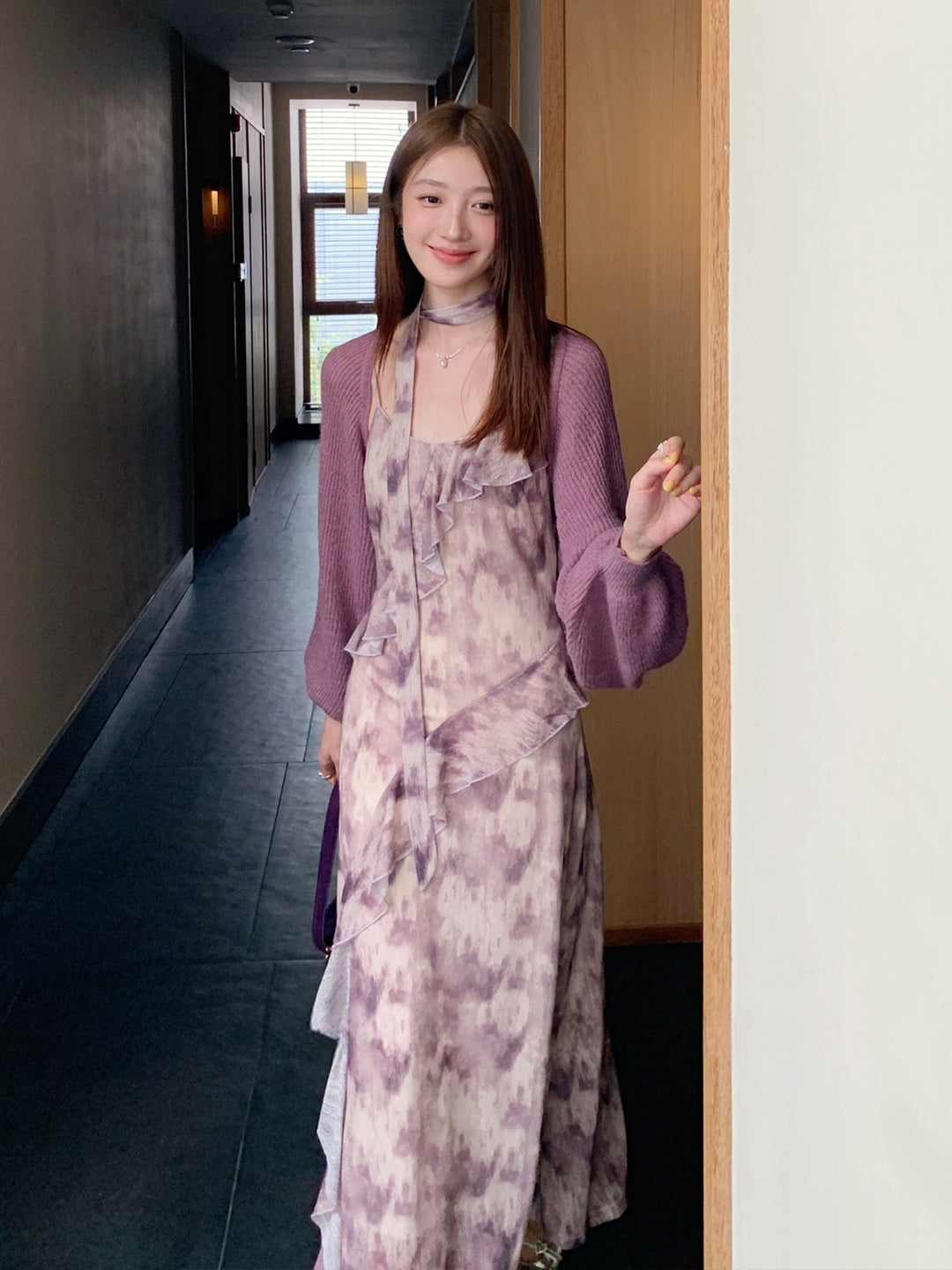 【dress】スカーフ付きロングキャミワンピース Q8999
