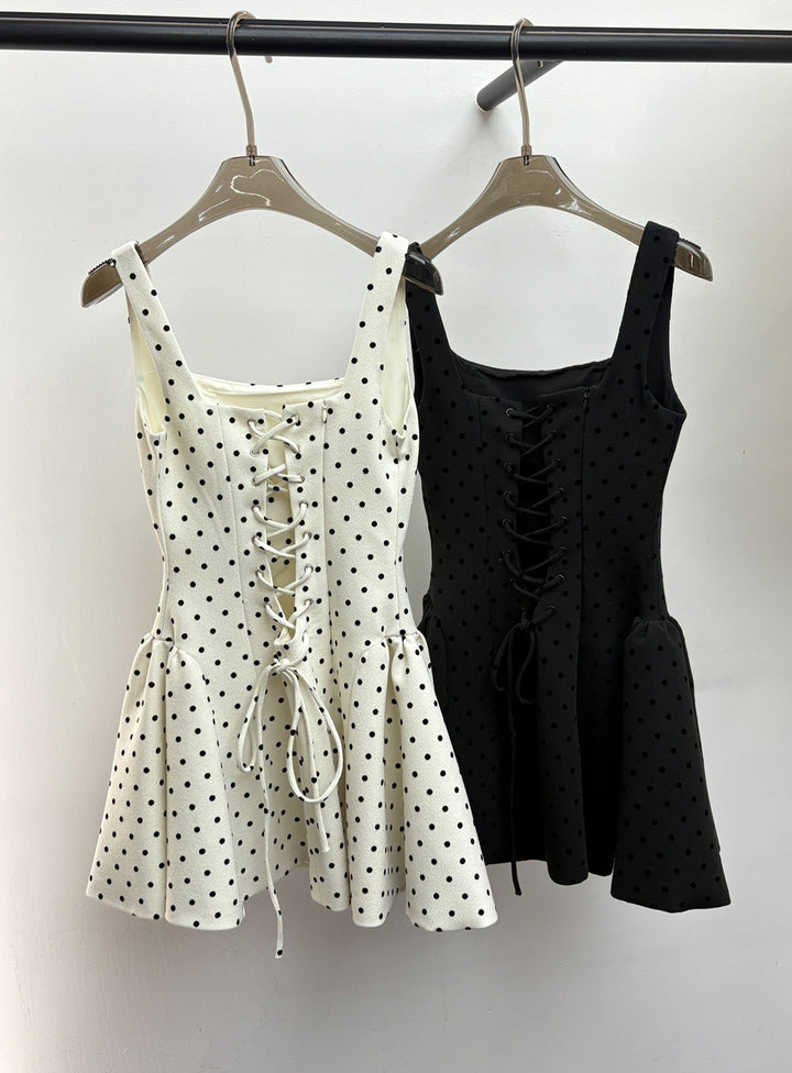 【dress】ドット柄ベストワンピース Q8847