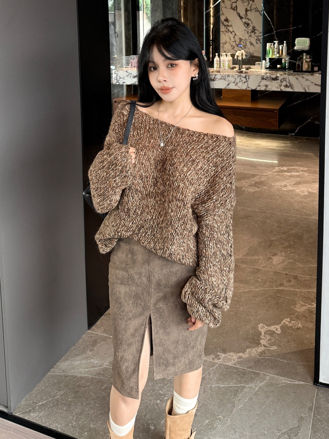 【bottoms】スリットタイトスカート Q9208