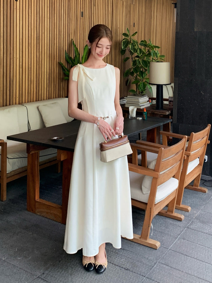 【dress】ベルト付きノースリーブロングワンピース Q8981