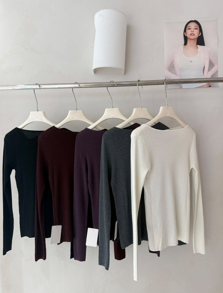 【tops】リボンネックニットトップス Q9077