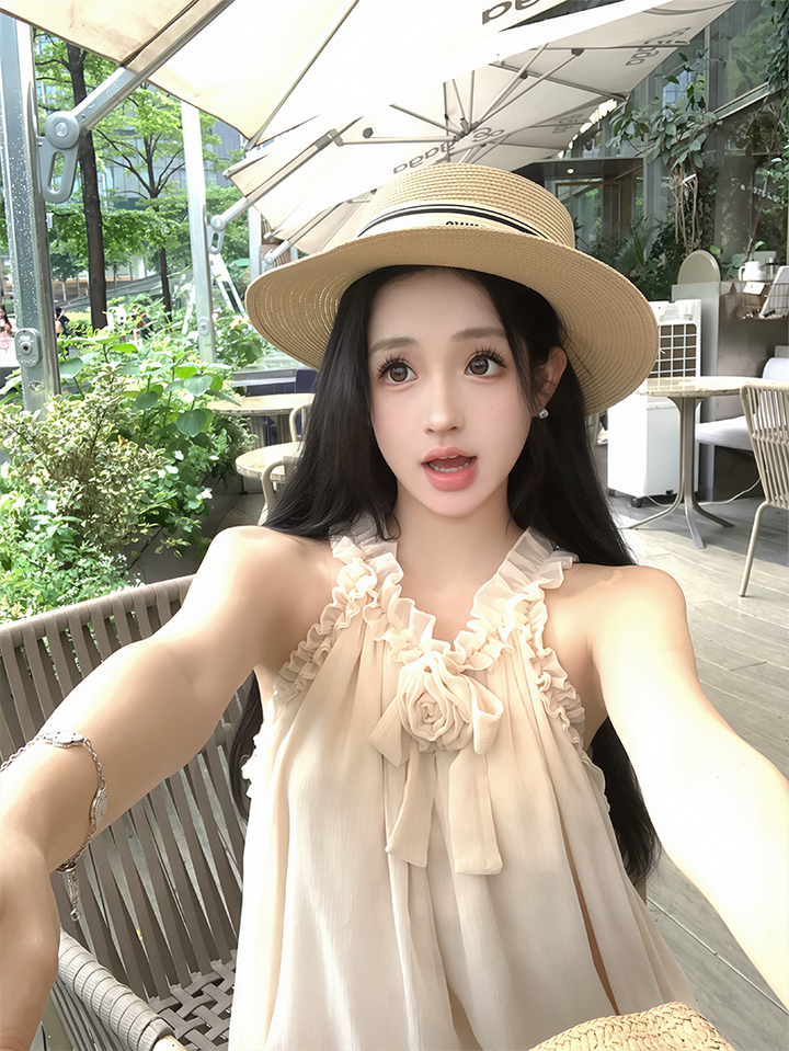 【dress】ノースリーブギャザーフリルミニワンピース Q8631