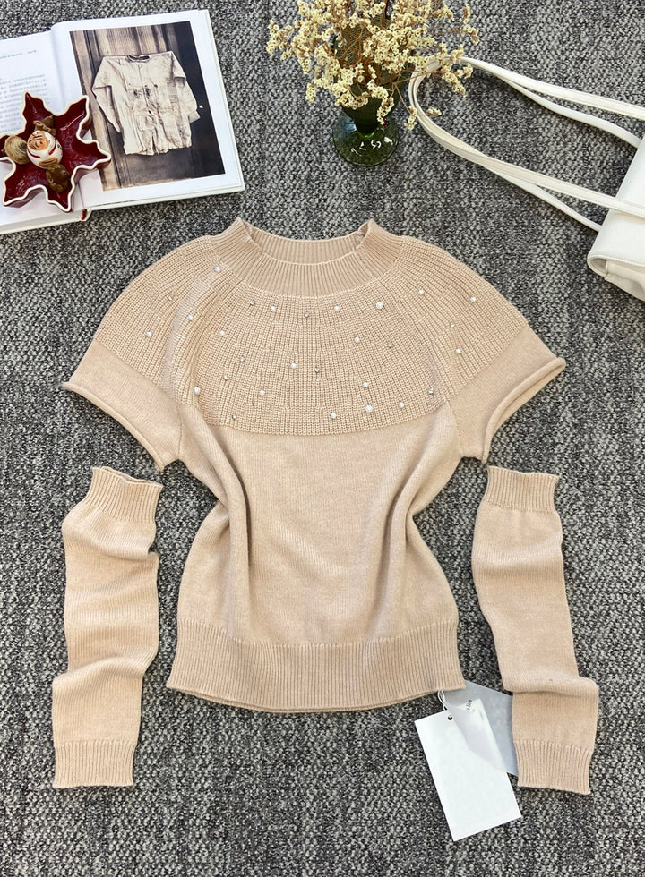 【tops】アームカバー付きニットトップス Q8930