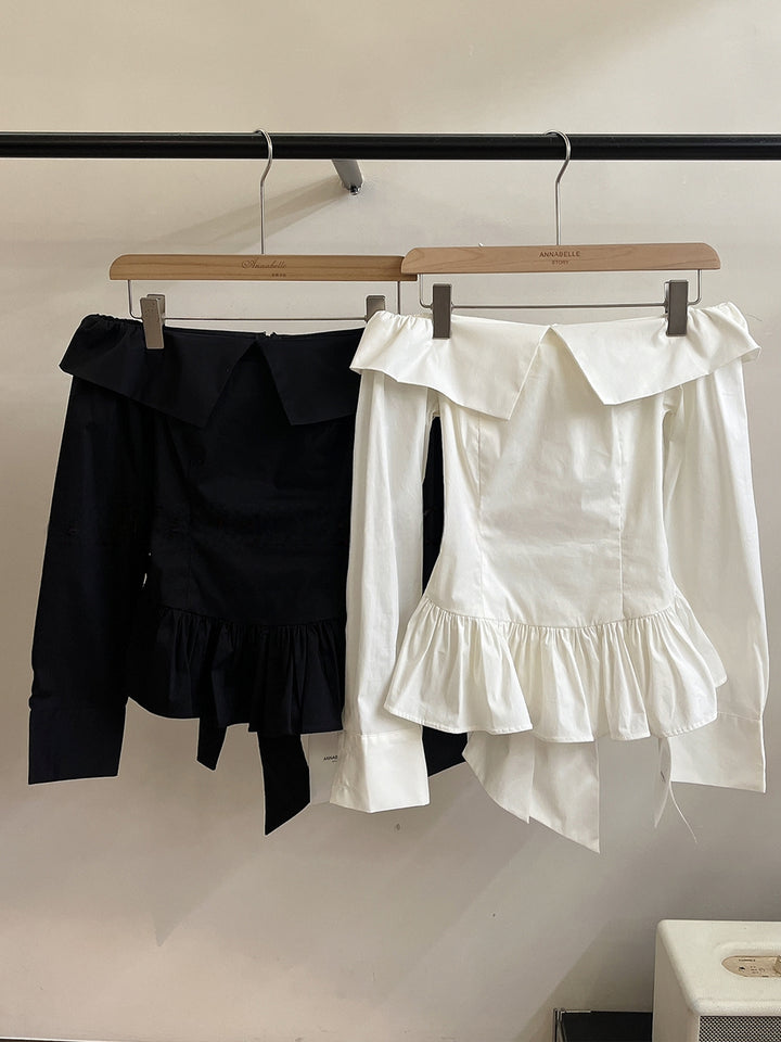 【tops】バックリボンオフショルダートップス Q9124