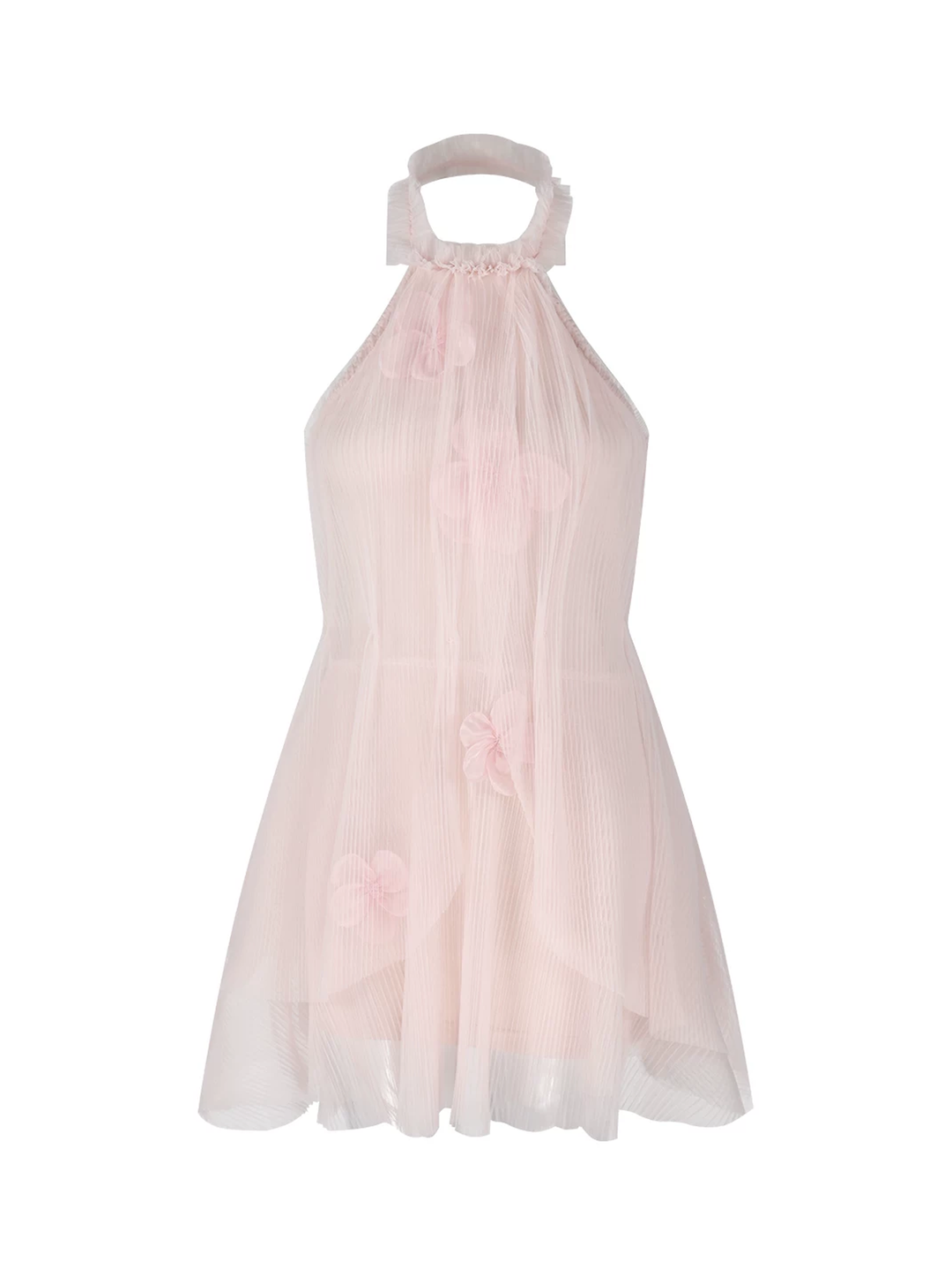 【dress】立体感フラワー付きチュールミニワンピース Q8556