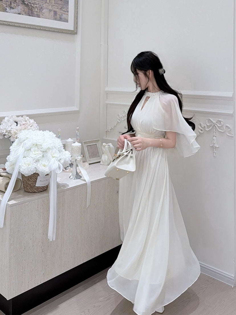 【dress】パール付きロングワンピース Q8684