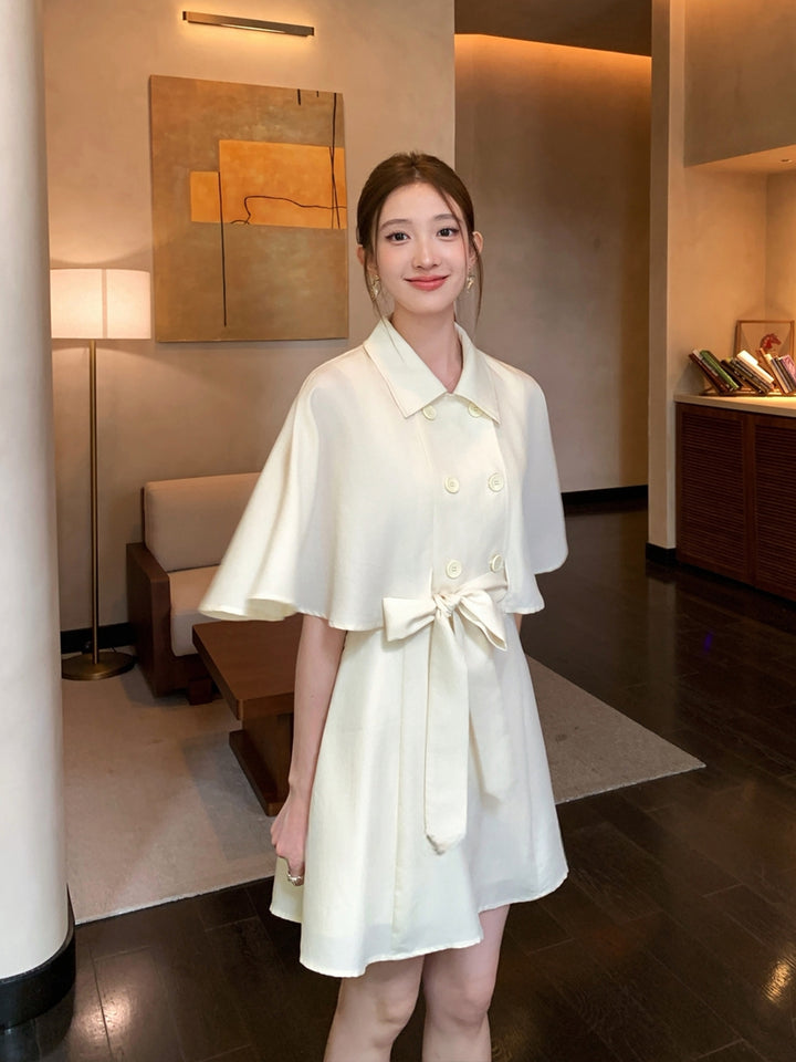 【dress】半袖ケープワンピース Q8963