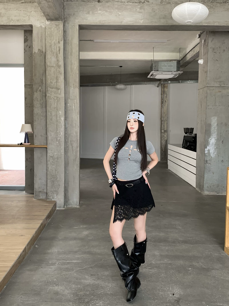 【tops】フロントカット半袖トップス Q8571