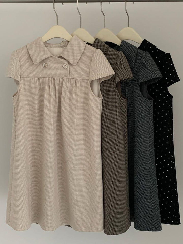 【dress】ノースリーブ折り襟ワンピース Q9044