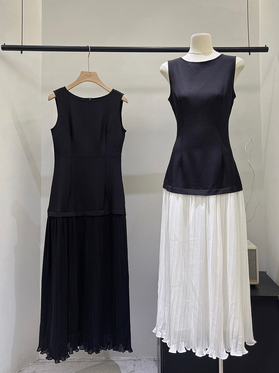 【dress】ノースリーブフェイクレイヤードワンピース Q8697