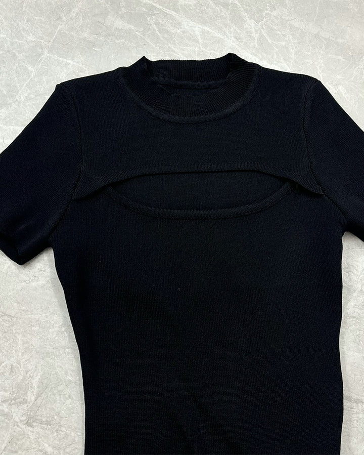 【dress】半袖フロントカットミニワンピース Q8704