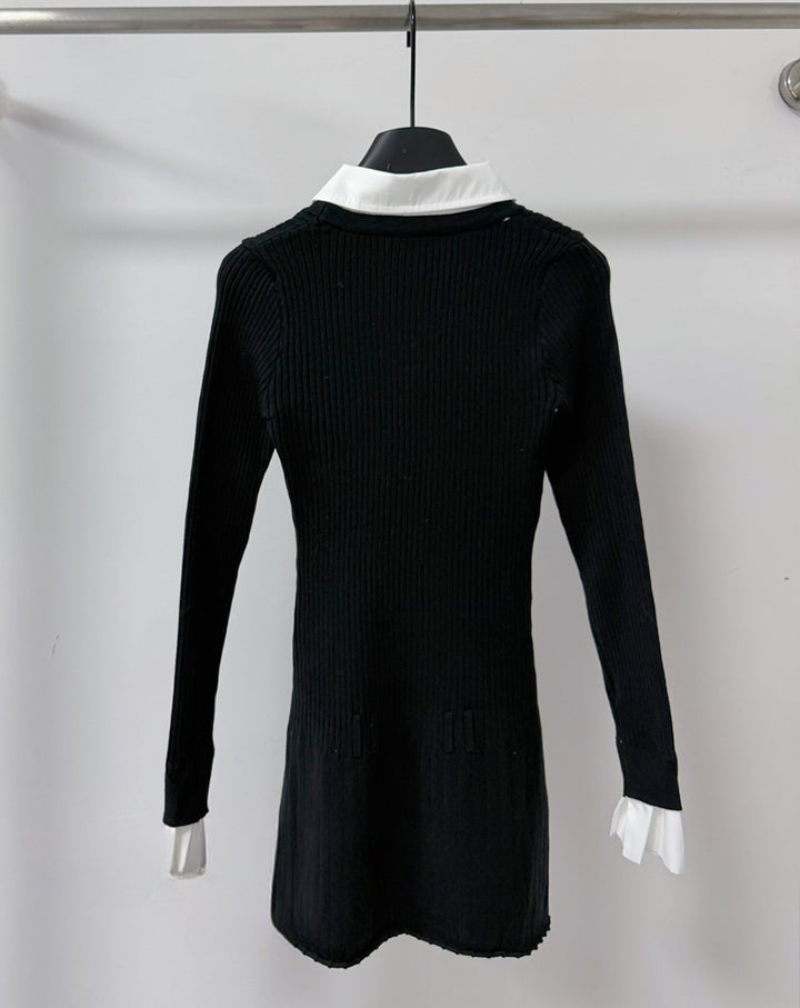 【dress】ニットドッキングフェイクレイヤードワンピース Q8994