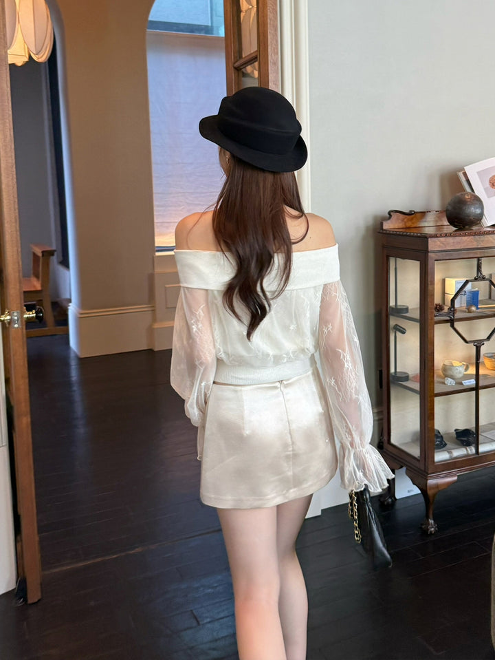 【tops】レースドッキングニットトップス Q9104