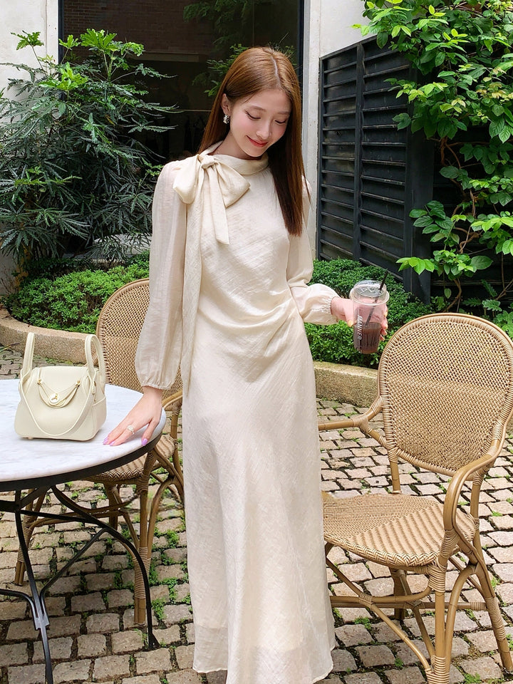 【dress】リボン付きロングワンピース Q8961
