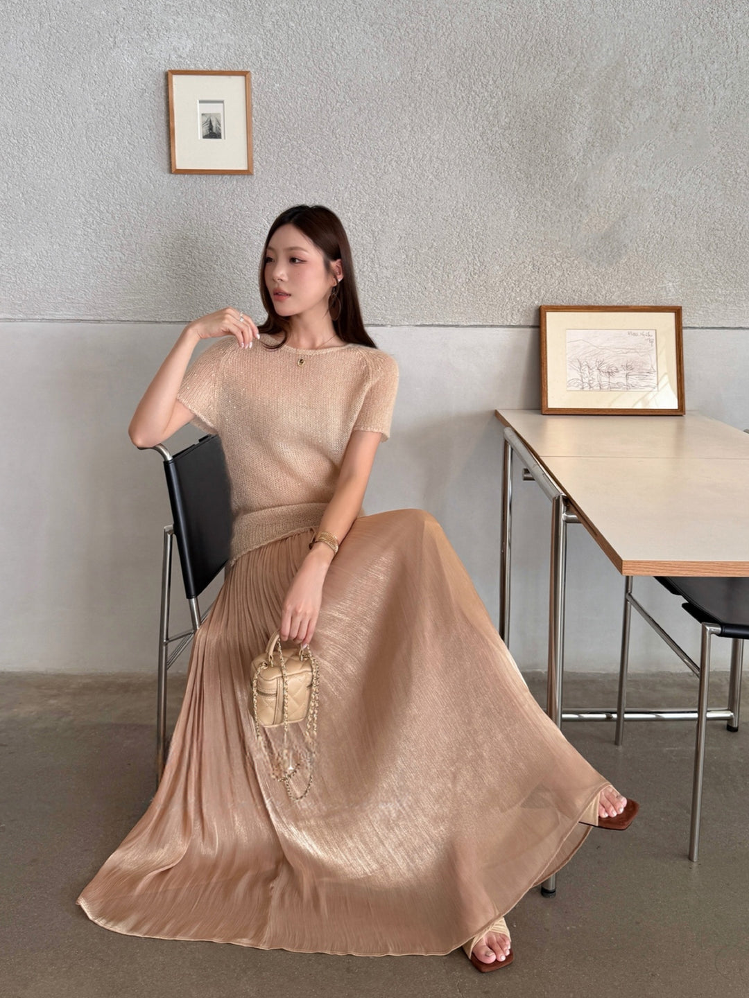 【tops】バックリボン半袖ニットトップス Q8979
