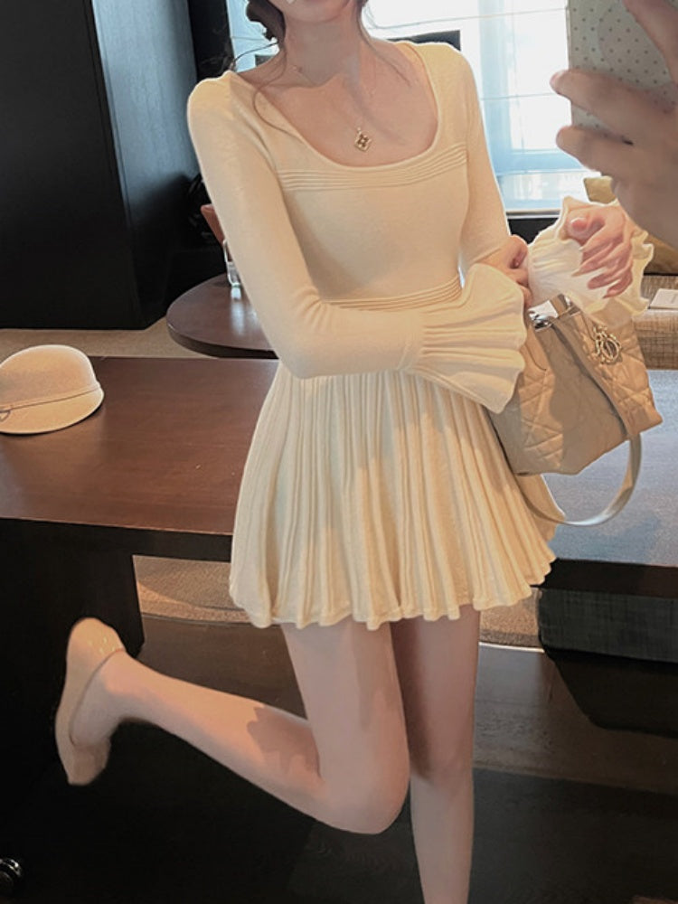 【dress】Aラインニットワンピース Q9323