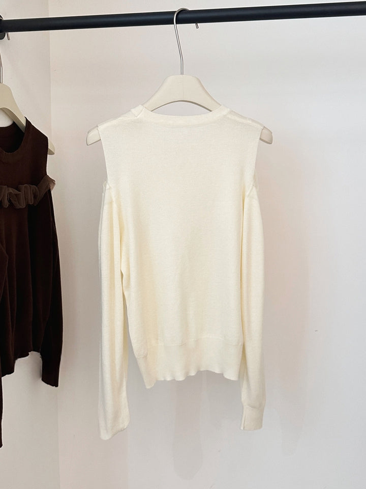 【tops】オープンショルダーニットトップス Q9061