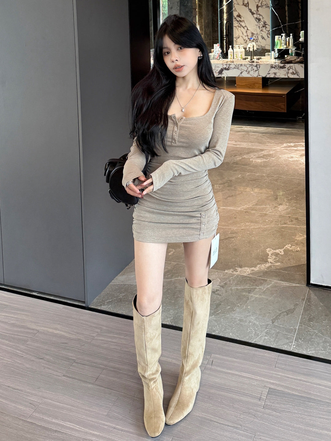 【dress】スクエアネックミニワンピース Q9209