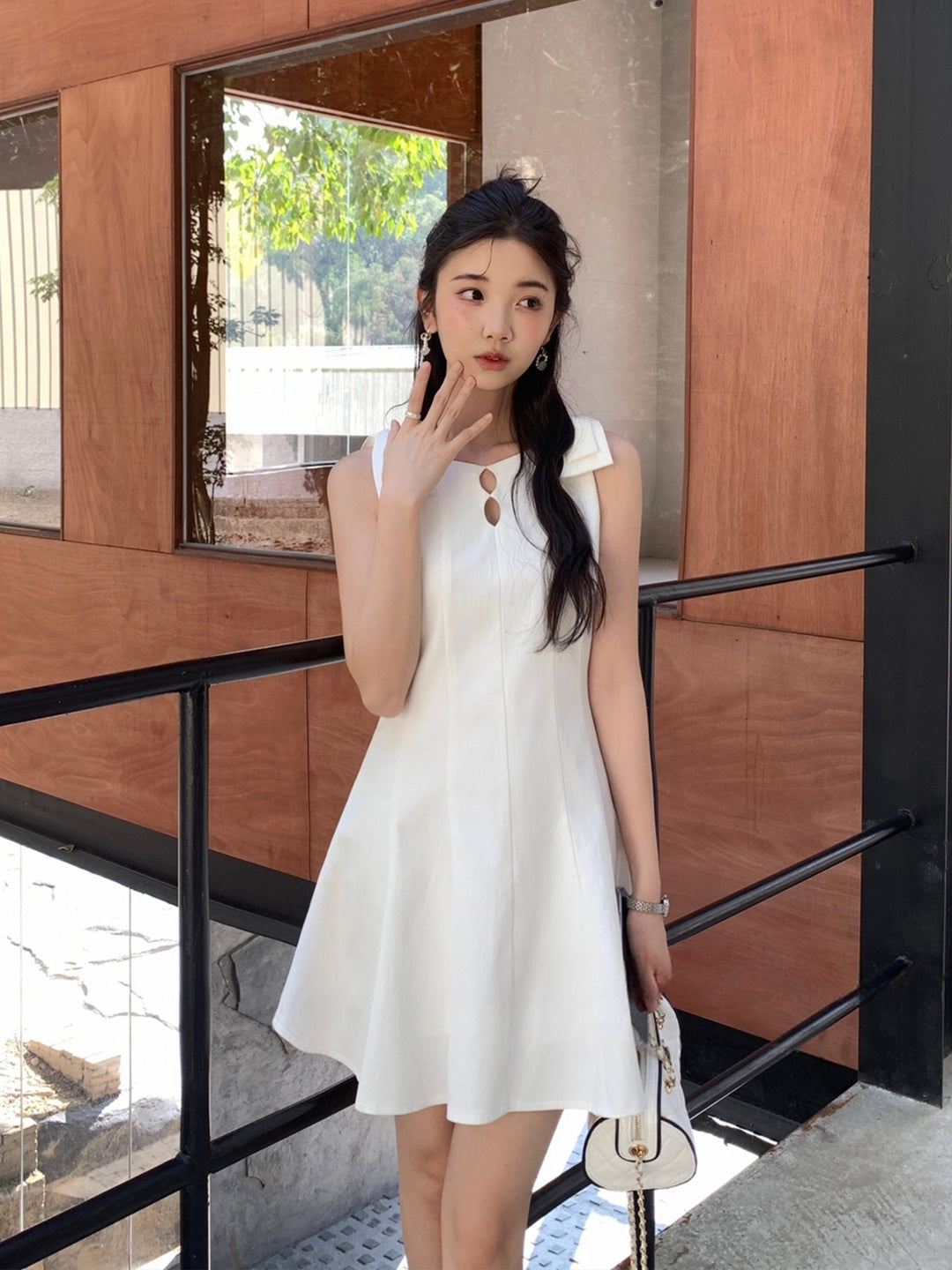 【dress】リボン付きミニベストワンピース Q8667