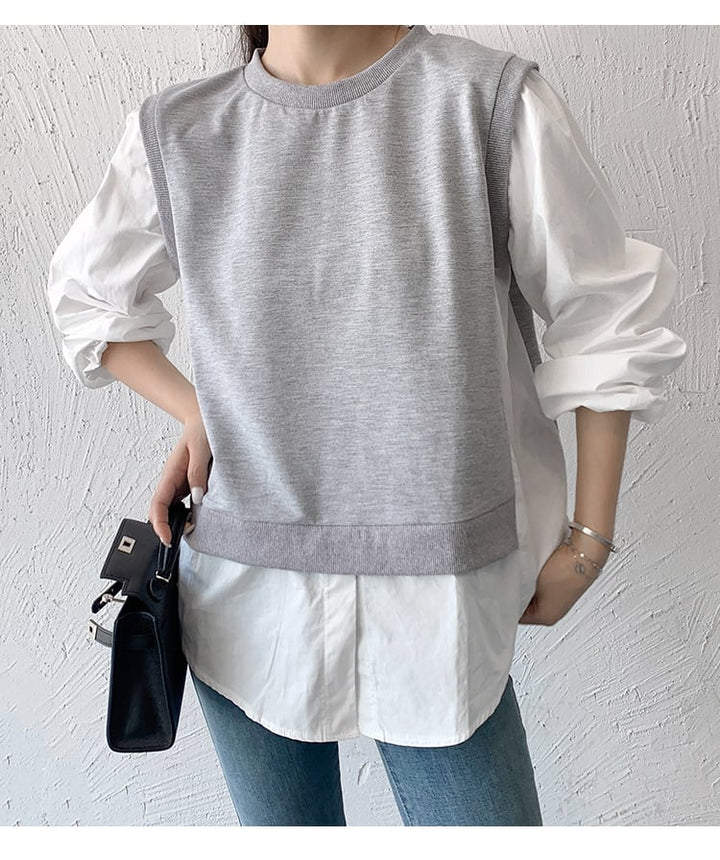 【tops】切り替えクルーネックプルオーバー　M17870
