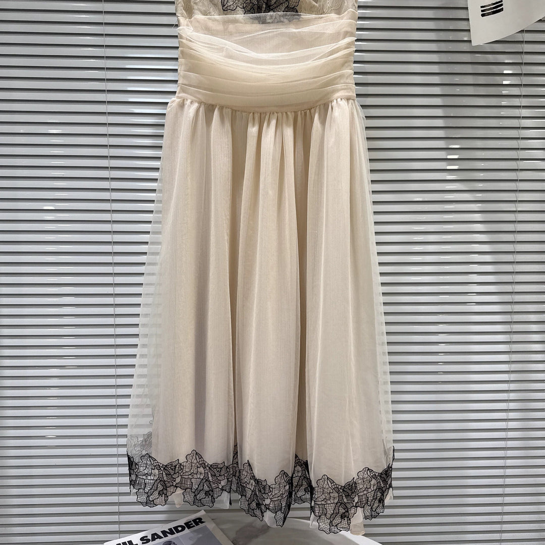 【dress】レースドッキングチュールキャミワンピース　N3553