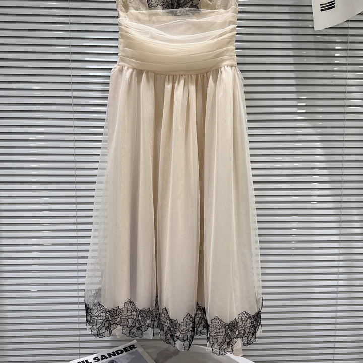 【dress】レースドッキングチュールキャミワンピース　N3553