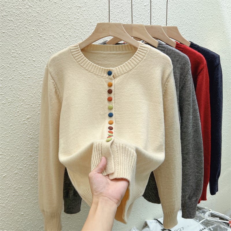【outer】ボーダー柄デザインニットカーデ　M26814